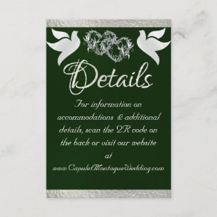 Heart & Doves, QR Code - Emerald/Silver Enclosure Card
