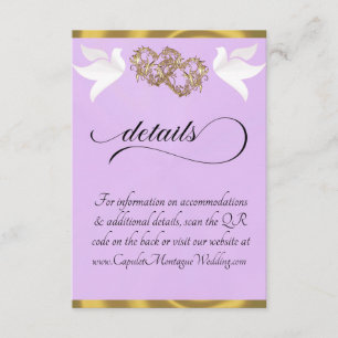 Heart & Doves, QR Code - Lavender/Gold Enclosure Card