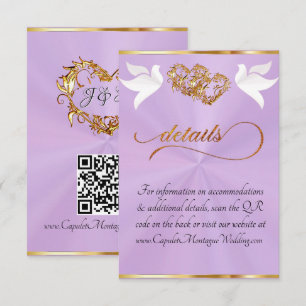 Heart & Doves, QR Code - Lavender/Gold Enclosure Card