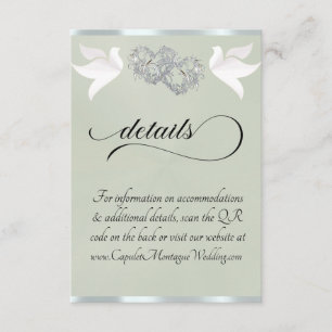 Heart & Doves, QR Code - Sage Pearl/Silver Enclosure Card