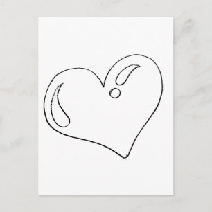 Heart drawing for printing and painting postcard