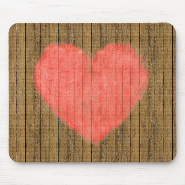 Heart Drawing in Wood Wall Mouse Pad (Front)