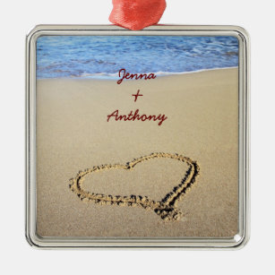 Heart Drawn in the Sand template Metal Tree Decoration
