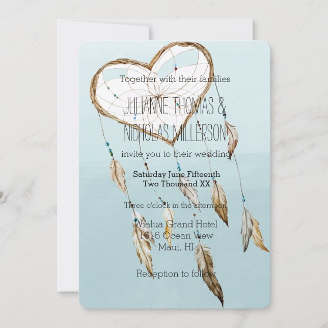 Heart Dream Catcher Wedding Invitation (Front)