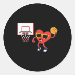 Heart Dunk Basketball Player Valentines Day Love S Classic Round Sticker