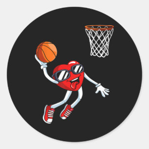 Heart Dunk Basketball Player Valentines Day Love S Classic Round Sticker