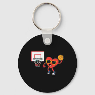 Heart Dunk Basketball Player Valentines Day Love S Key Ring