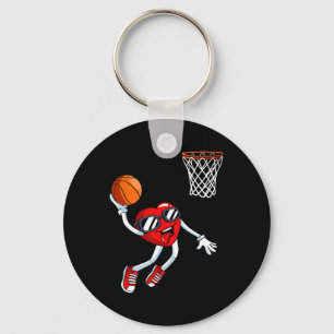 Heart Dunk Basketball Player Valentines Day Love S Key Ring