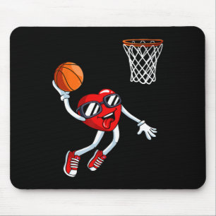 Heart Dunk Bysketbyll Player Valentines Day Love S Mouse Pad