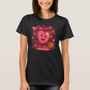 Heart Dunking Basketball Cute Valentines Day Boys T-Shirt