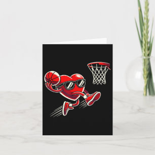 Heart Dunking Basketball Valentines Day Boys Girls Card