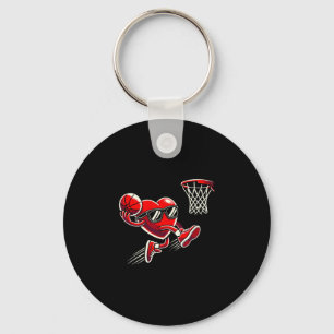 Heart Dunking Sketll Valentines Day Boys Girls Kid Key Ring