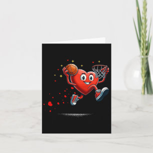 Heart Dunking Valentines Day Basketball Kids  Card