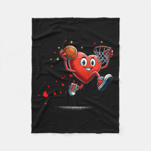 Heart Dunking Valentines Day Basketball Kids Fleece Blanket