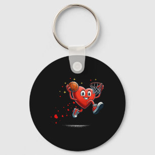 Heart Dunking Valentines Day Basketball Kids  Key Ring