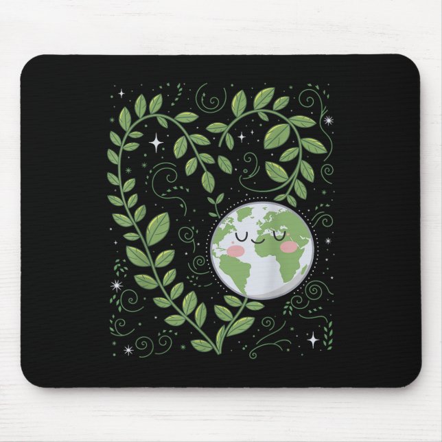 Heart Earth Day 2025 Environment Plant Leaf  Mouse Pad (Front)