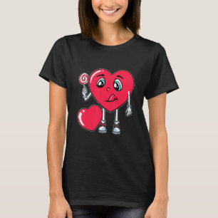 Heart Eating Lollipop Valentines Day Sweet Candy B T-Shirt