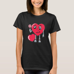 Heart Eating Lollipop Valentines Day Sweet Candy B T-Shirt