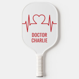 Heart EKG custom name & color Pickleball Paddle