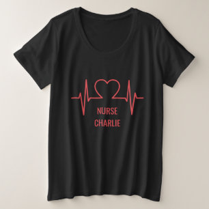 Heart EKG custom name & occupation clothing Plus Size T-Shirt