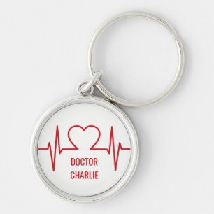 Heart EKG custom name & occupation key chains