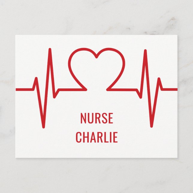 Heart EKG custom name & occupation postcard (Front)