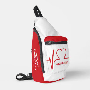Heart EKG custom name & occupation Sling Bag