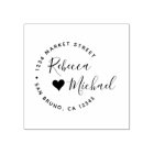 Heart & Elegant Round Text Wedding Return Address