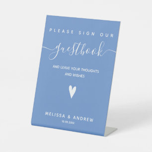 Heart & Elegant Script - Wedding Guestbook Signing Pedestal Sign