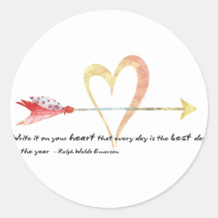 Heart Emerson Quote Classic Round Sticker
