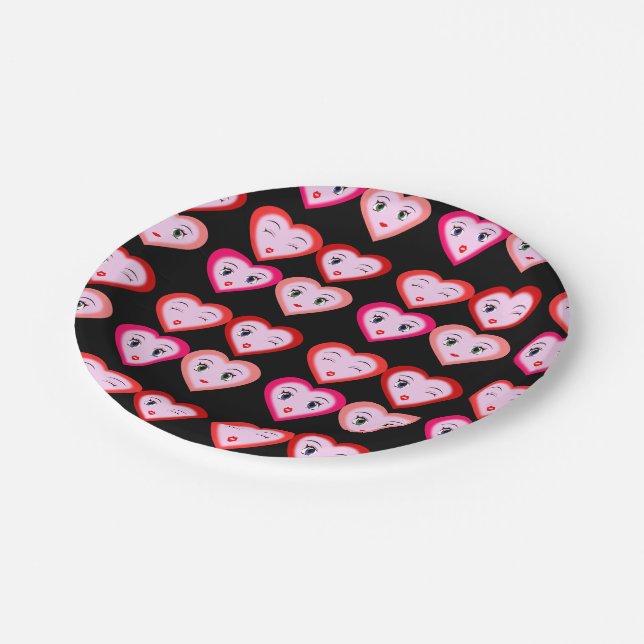 Heart Emoji Emoticons Fashion Paper Plate (Angled)