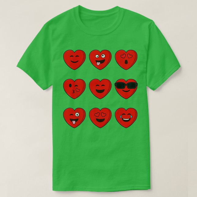 Heart Emojis Valentines Day Emoticons  T-Shirt (Design Front)