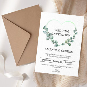 Heart Eucalyptus Wedding Invitation