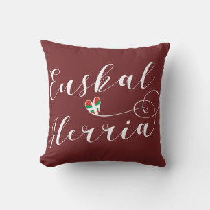 Heart Euskal Herria Pillow, Basque Flag Cushion