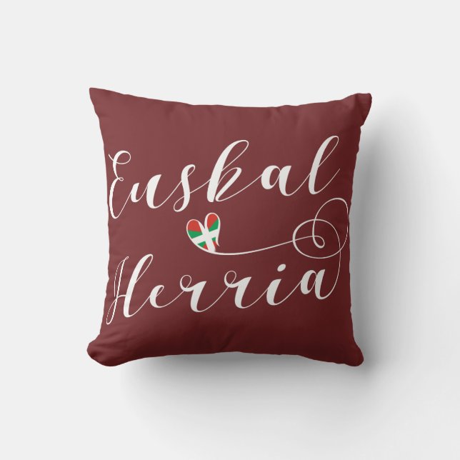 Heart Euskal Herria Pillow, Basque Flag Cushion (Front)