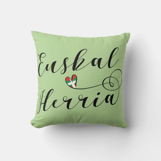 Heart Euskal Herria Pillow, Basque Flag Cushion (Front)