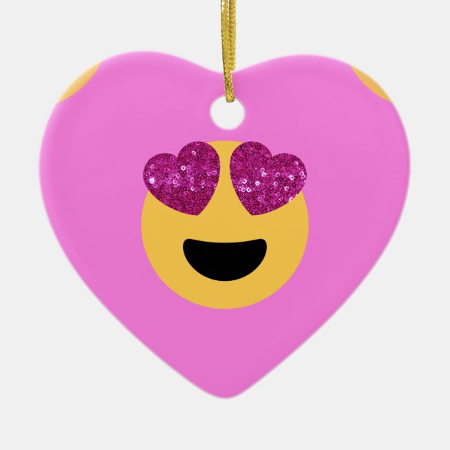 heart eye emoji ceramic tree decoration (Front)