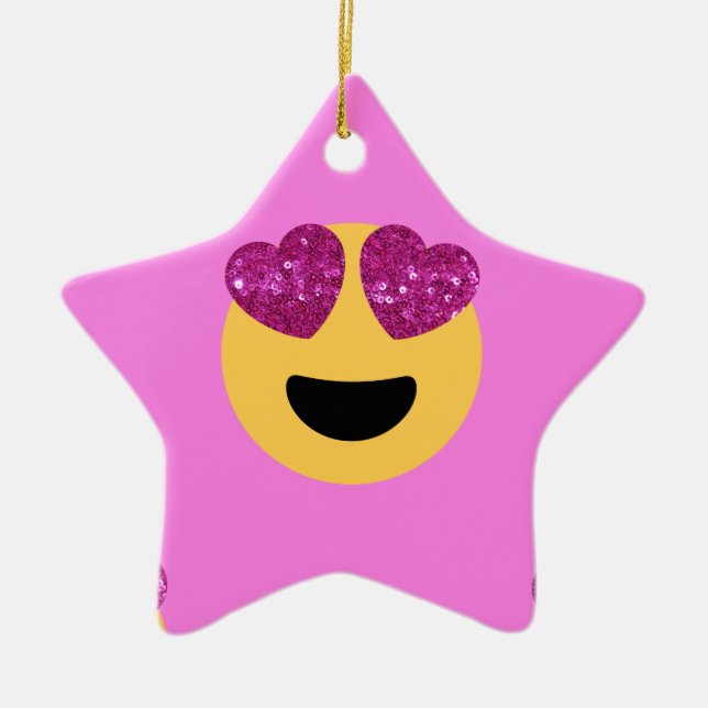 heart eye emoji ceramic tree decoration (Front)