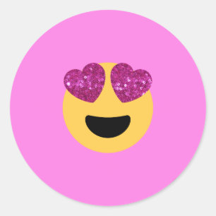 heart eye emoji classic round sticker