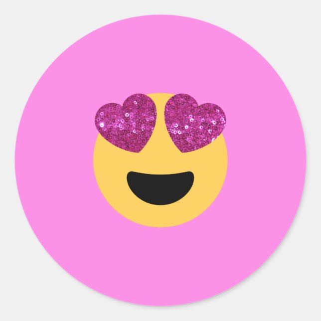 heart eye emoji classic round sticker (Front)