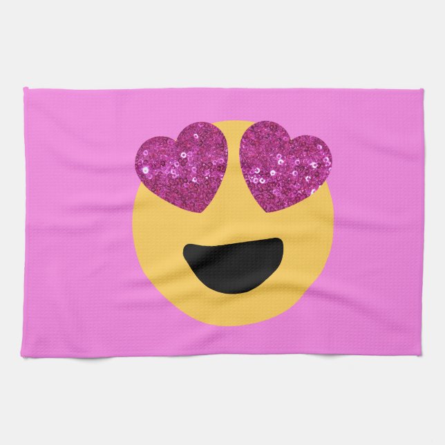 heart eye emoji tea towel (Horizontal)
