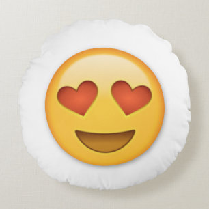 Heart Eyes Round Emoji Pillow