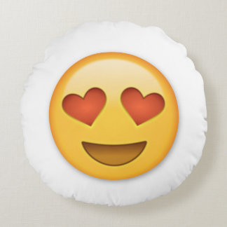 Heart Eyes Round Emoji Pillow
