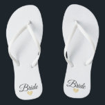 Heart Fab Bride Gold Jandals<br><div class="desc">Flip Flops for the Bride! Easily customisable,  change the strap colours,  sole colours,  add text or other images!</div>