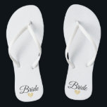 Heart Fab Bride Gold Jandals<br><div class="desc">Flip Flops for the Bride! Easily customisable, change the strap colours, sole colours, add text or other images!</div>