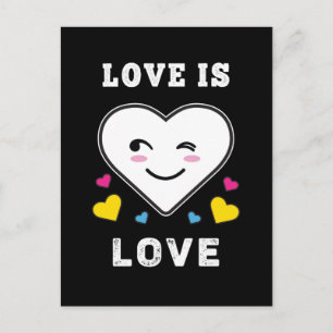 Heart Face Love Is Love LGBTQ Pansexual Pride Postcard