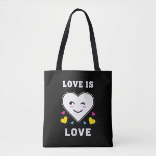 Heart Face Love Is Love LGBTQ Pansexual Pride Tote Bag