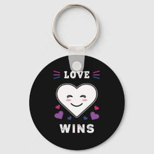 Heart Face Love Wins LGBTQ Bisexual Pride Key Ring