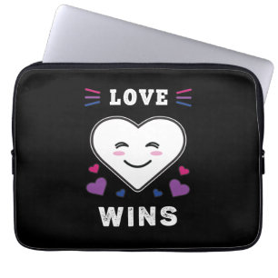 Heart Face Love Wins LGBTQ Bisexual Pride Laptop Sleeve