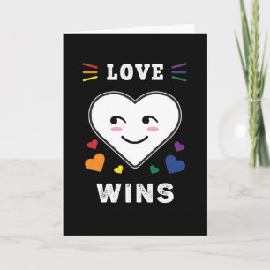 Heart Face Love Wins LGBTQ Gay Pride Card